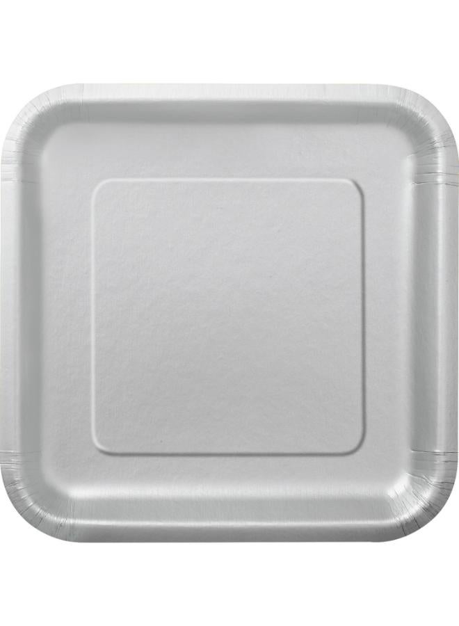 Unique أطباق فضية مربعة 9" - عبوة من 14 - Image 1