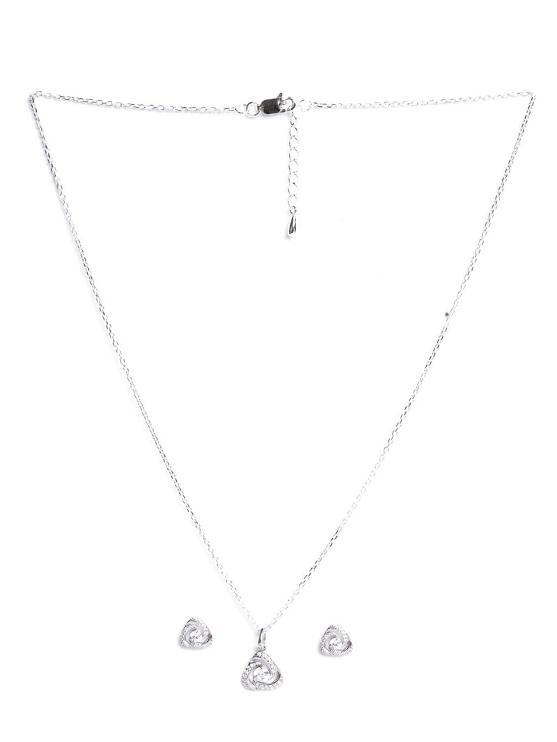 Clara 925 Sterling Silver Bianca Solitaire Pendant Earrings Chain Necklace Jewellery Set | Platinum Plated, Swiss Zirconia | Gift for Women and Girls - Image 4