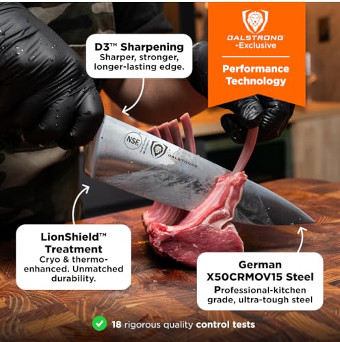 Dalstrong 8" Chef Knife — Forged High-Carbon German Steel, Full-Tang, Hand-Polished 16–18° Edge — Gladiator Series ELITE For Daily Home Cooking, BBQ Prep & Professional Kitchens — G-10, NSF - Image 3