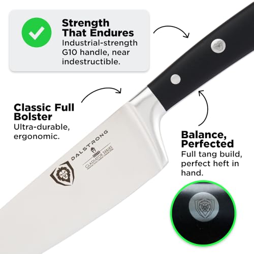 Dalstrong 8" Chef Knife — Forged High-Carbon German Steel, Full-Tang, Hand-Polished 16–18° Edge — Gladiator Series ELITE For Daily Home Cooking, BBQ Prep & Professional Kitchens — G-10, NSF - Image 4