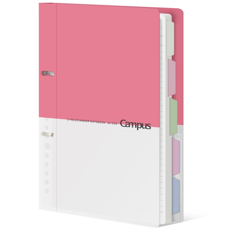 KOKUYO 5 Subject Spiral Notebook Journal, Campus 110 Sheets A4 Refillable Notebook with Dividers Tabs, College Ruled Binder Notebook for Work School Note taking, Light Pink, Japan Import - Image 1