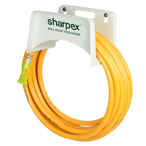 Sharpex DIY Hose Hanger for Garden Pipe - Garden Pipe Holder Wall Mounted for Garden, Hotel, Backyard and Outdoor - Heavy Duty Metal Wall Mount Hose Hanger Only (White) - Image 1