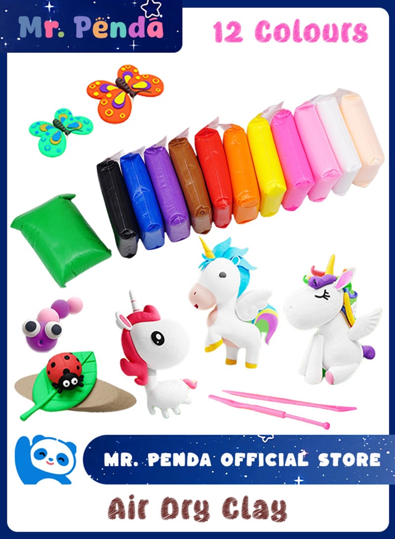 Mr. Penda 12 Colors DIY Plasticine, Air Dry Clay, Super Light DIY Soft Creative Handgum, Educational Clay Toys for Kids - Image 1