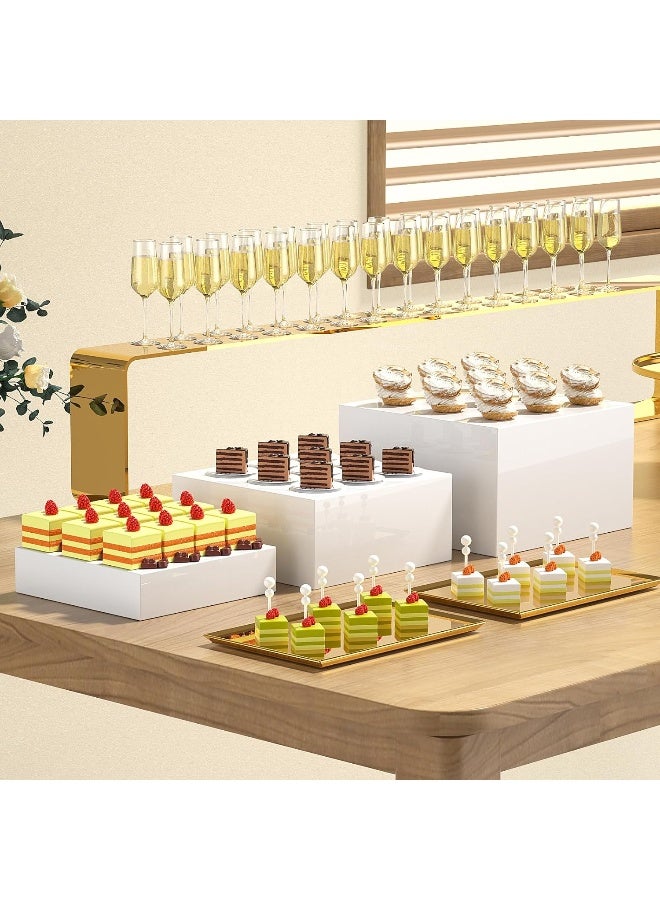 TPGP Buffet Risers, Food Risers for Buffet Table, Display Stand Shelf for Catering Dessert Jewelry Collectibles Figures Show, Acrylic Cube Display Nesting Risers with Hollow Bottoms 3PCS - Image 2
