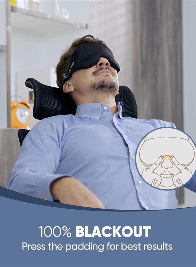 MZOO Sleep Eye Mask for Men Women, Zero Eye Pressure 3D Sleeping Mask, 100% Light Blocking Patented Design Night Blindfold, Soft Eye Shade Cover for Travel, Black - Image 3