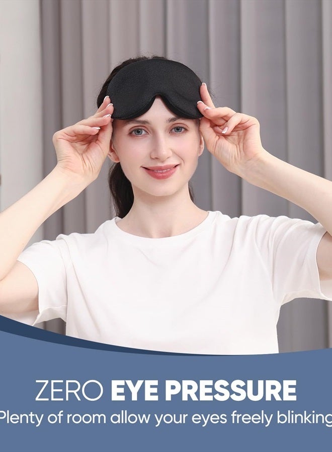 MZOO Sleep Eye Mask for Men Women, Zero Eye Pressure 3D Sleeping Mask, 100% Light Blocking Patented Design Night Blindfold, Soft Eye Shade Cover for Travel, Black - Image 2