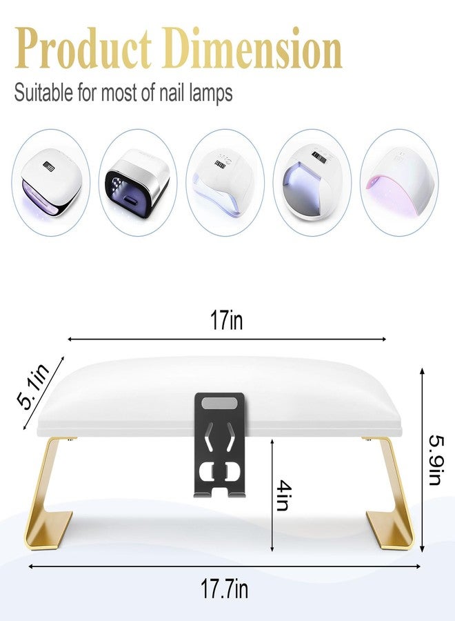 SZSJA Arm Rest with Phone Holder for Nail Tech, Mothers Day PU Leather Arm Rest for Nails Tech, Nail Arm Rest with Phone Holder, Non-Slip Manicure Arm Rest, Manicure Hand Rests for Foot Hand Stand, White - Image 2