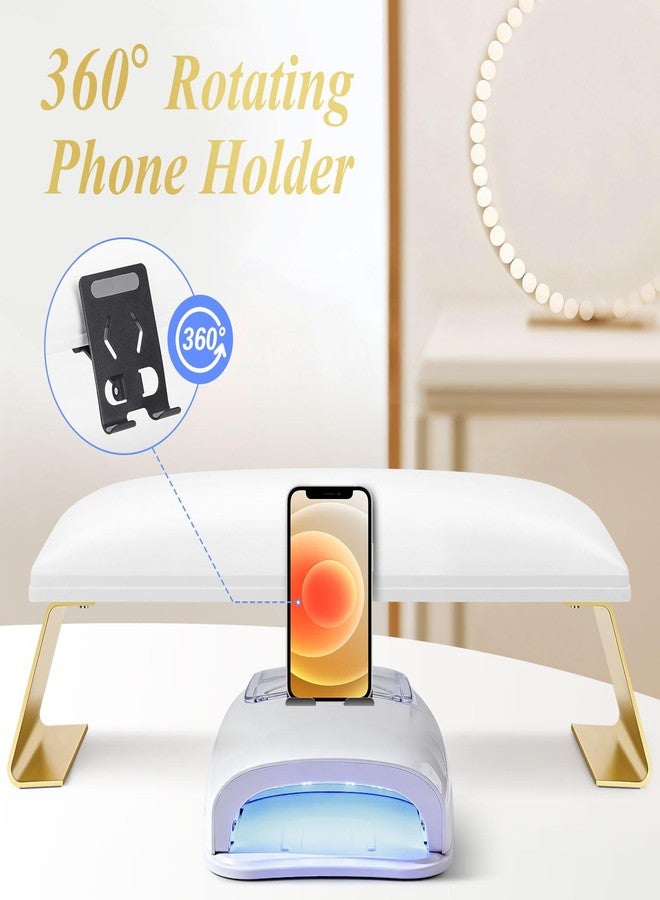 SZSJA Arm Rest with Phone Holder for Nail Tech, Mothers Day PU Leather Arm Rest for Nails Tech, Nail Arm Rest with Phone Holder, Non-Slip Manicure Arm Rest, Manicure Hand Rests for Foot Hand Stand, White - Image 4