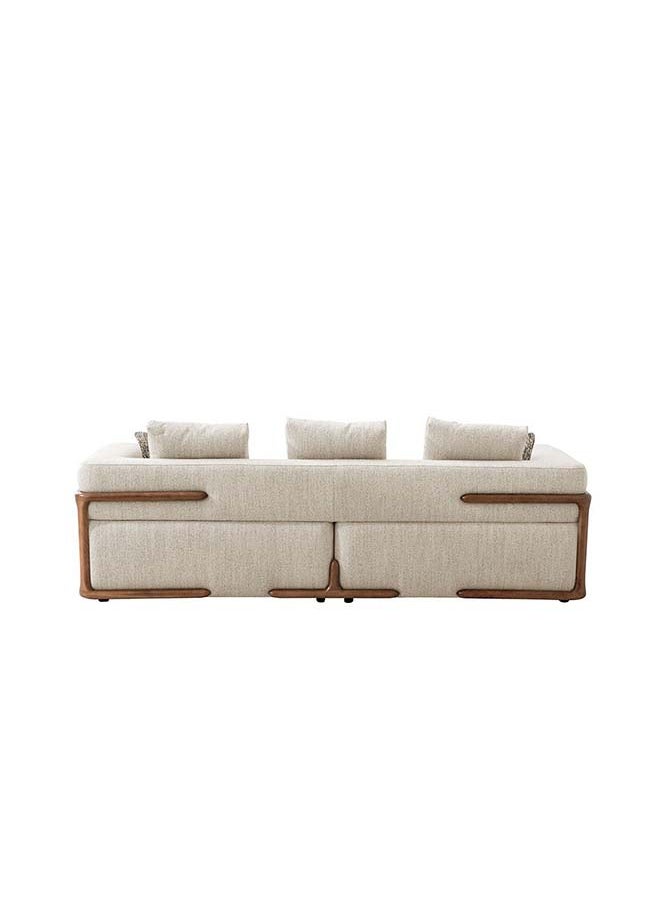 DANUBE HOME Danube Home Galaxy 3 Seater Fabric Sofa Modern Design Three Seat Sofas Comfortable Living Room Furniture L 238 x W 103 x H 65 cm Beige / Brown  - Image 3