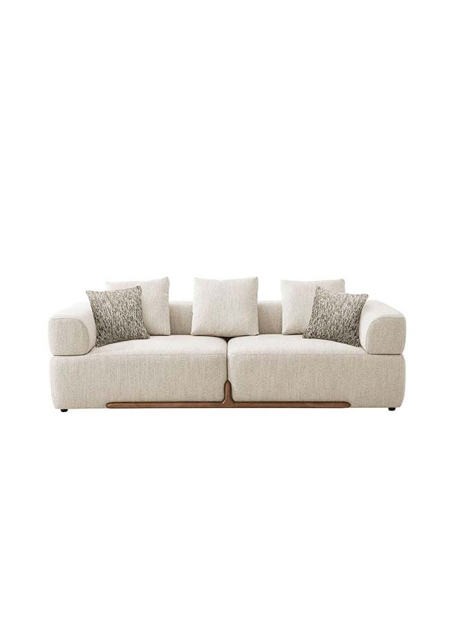DANUBE HOME Danube Home Galaxy 3 Seater Fabric Sofa Modern Design Three Seat Sofas Comfortable Living Room Furniture L 238 x W 103 x H 65 cm Beige / Brown  - Image 1