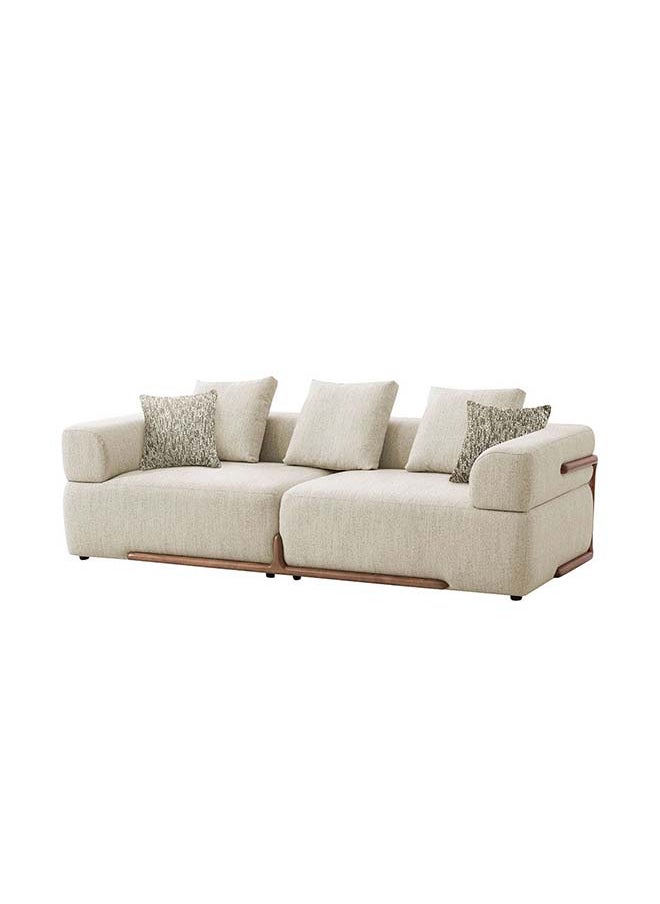 DANUBE HOME Danube Home Galaxy 3 Seater Fabric Sofa Modern Design Three Seat Sofas Comfortable Living Room Furniture L 238 x W 103 x H 65 cm Beige / Brown  - Image 2