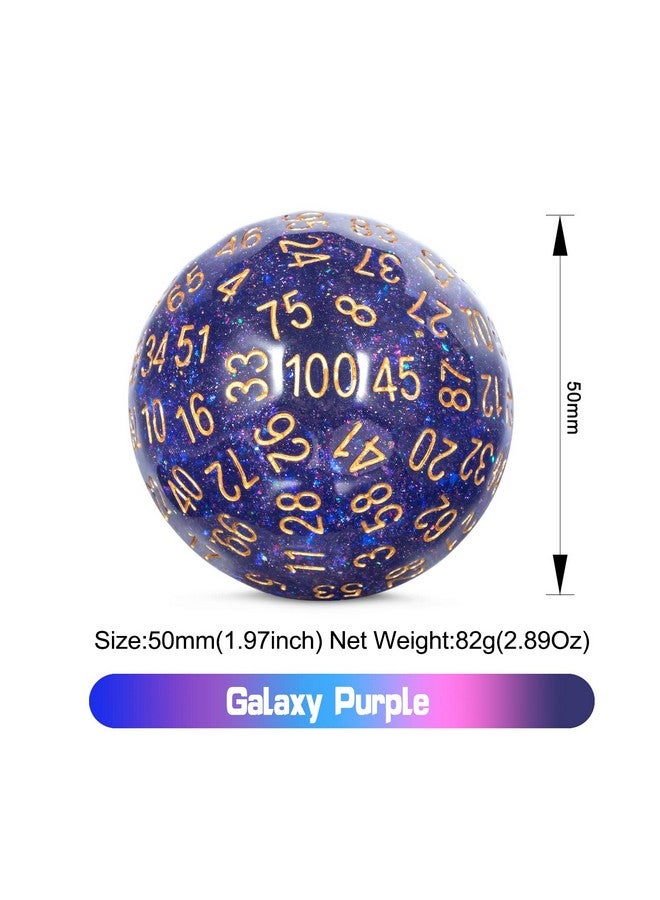 DNDND Galaxy Purple Resin D100 Dice 100 Sided Dice With Translucent Organza Bag For Dnd Dungeon And Dragons - Image 2