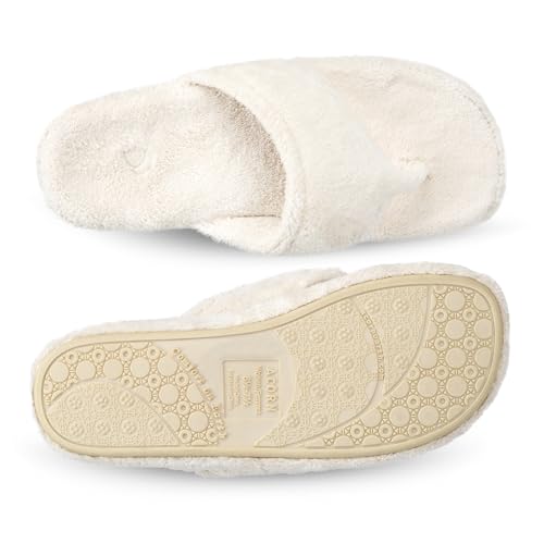 Acorn Women's Spa Thong Slippers with Cloud Contour Comfort - Arch Support and Plush Fluffy Terry Lining, Perfect for Beach, Camping, Poolside, or Bathroom Wear, Natural, 6.5 - 7.5 - Image 5