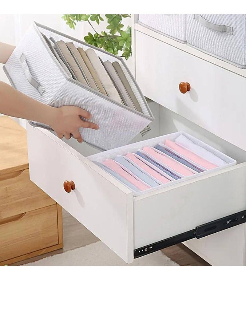Clothes Organizer with 6 Dividers for Jeans, Pants and Trousers, Foldable Box Hanging Storage Closet Organizer, Wardrobe and Drawer Organizer with 6 Shelves Foldable for Travel, light Gray - Image 1