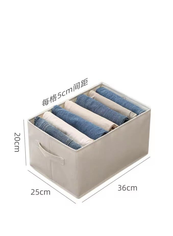 Clothes Organizer with 6 Dividers for Jeans, Pants and Trousers, Foldable Box Hanging Storage Closet Organizer, Wardrobe and Drawer Organizer with 6 Shelves Foldable for Travel, light Gray - Image 2
