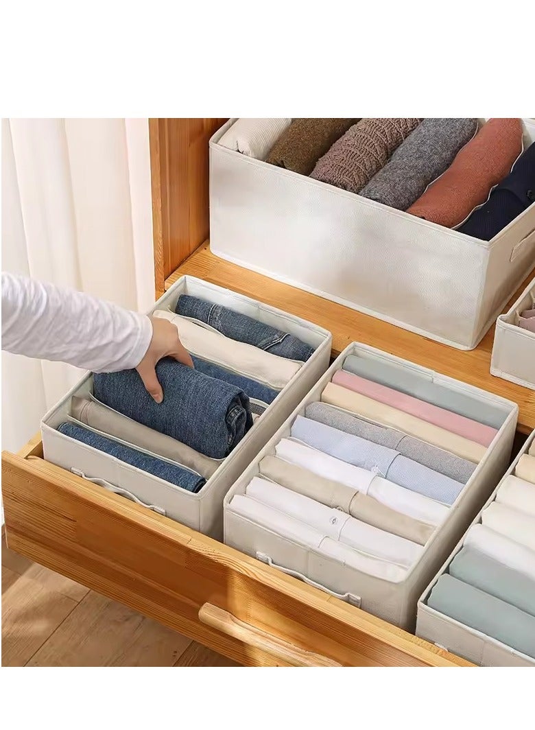 Clothes Organizer with 6 Dividers for Jeans, Pants and Trousers, Foldable Box Hanging Storage Closet Organizer, Wardrobe and Drawer Organizer with 6 Shelves Foldable for Travel, light Gray - Image 3