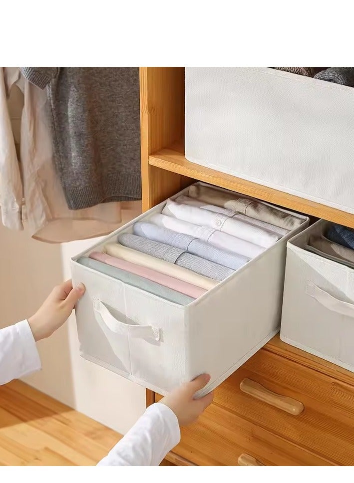 Clothes Organizer with 6 Dividers for Jeans, Pants and Trousers, Foldable Box Hanging Storage Closet Organizer, Wardrobe and Drawer Organizer with 6 Shelves Foldable for Travel, light Gray - Image 4