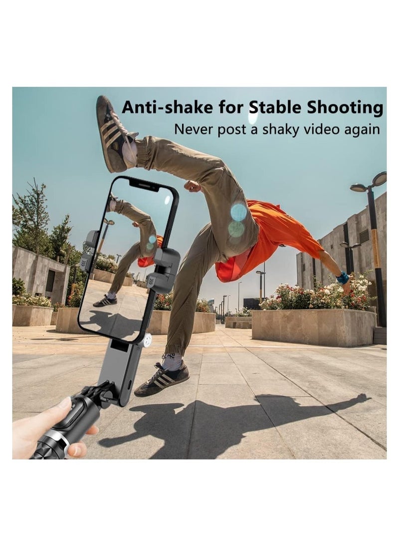 4 in 1 Selfie Stick, Portable Tripod Gimbal stabilizer with Built-In Extension Rod, APP Interaction and remote-control phone gimbal, Auto Balance and auto face tracking gimbal for Vlog - Image 2