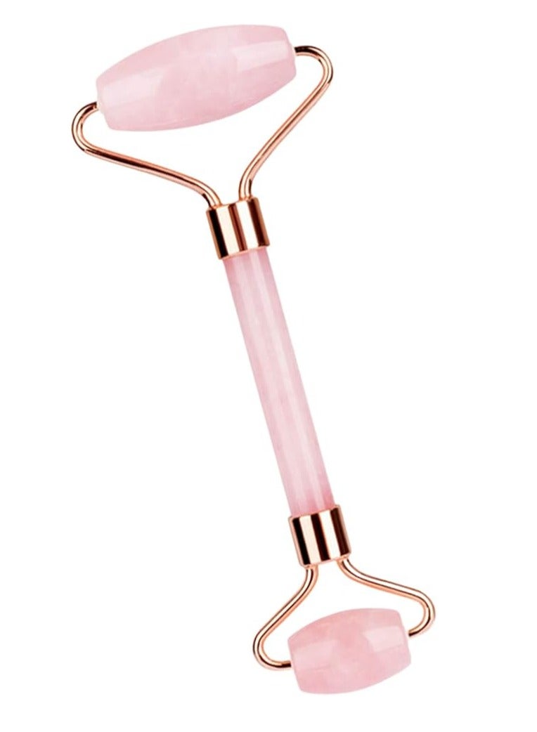 Double-Sided Jade Crystal Facial Massager Light Rose Gold - Image 1