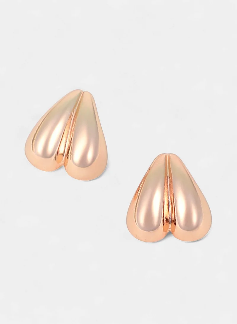 SOHI SOHI Women The Droplet-Heart Stud Earrings | Rose  Colour | One-Size | Metallic Alloy Material | Push Back Closure | Earrings For Casual & Evening Wear