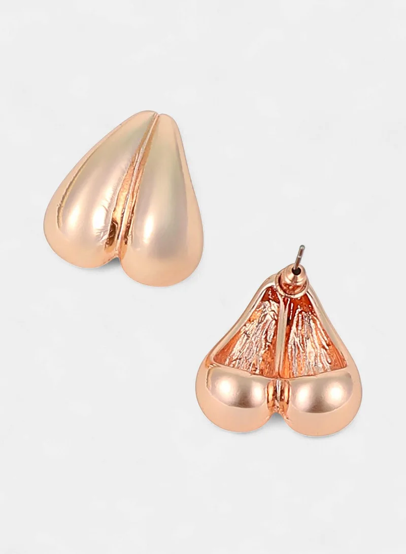 SOHI SOHI Women The Droplet-Heart Stud Earrings | Rose  Colour | One-Size | Metallic Alloy Material | Push Back Closure | Earrings For Casual & Evening Wear