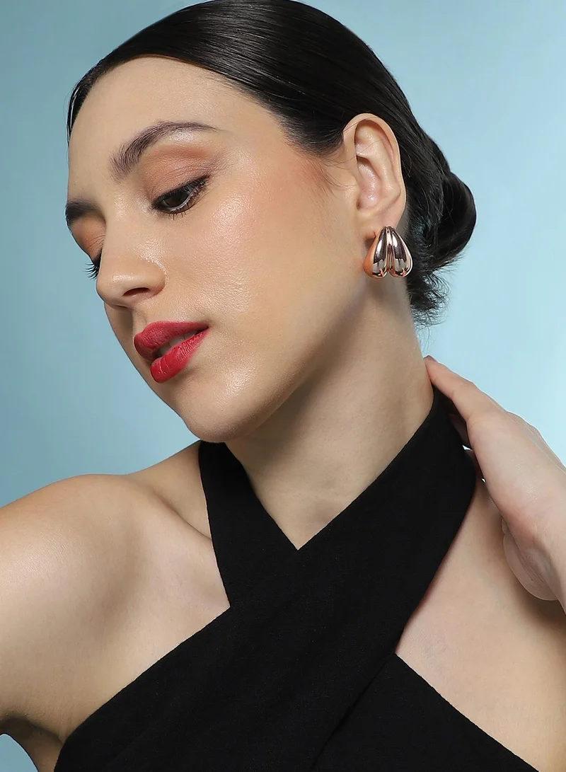 SOHI SOHI Women The Droplet-Heart Stud Earrings | Rose  Colour | One-Size | Metallic Alloy Material | Push Back Closure | Earrings For Casual & Evening Wear