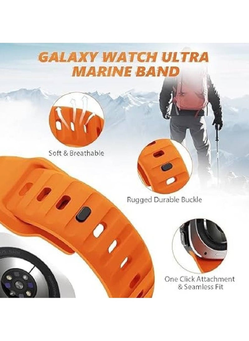 Soft Silicone Watch Band for Samsung Galaxy Watch Ultra 47mm – Breathable Sport Strap for Men & Women, Compatible with Galaxy Watch 7 Ultra (Orange)  - Image 2