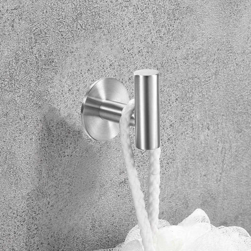 Vuzvuv Adhesive Brushed Nickel SUS304 Stainless Steel Towel Hooks – Heavy Duty Waterproof, Self-Adhesive Coat Robe Hook for Bathroom, Kitchen, Hotel (2-Pack) - Image 5