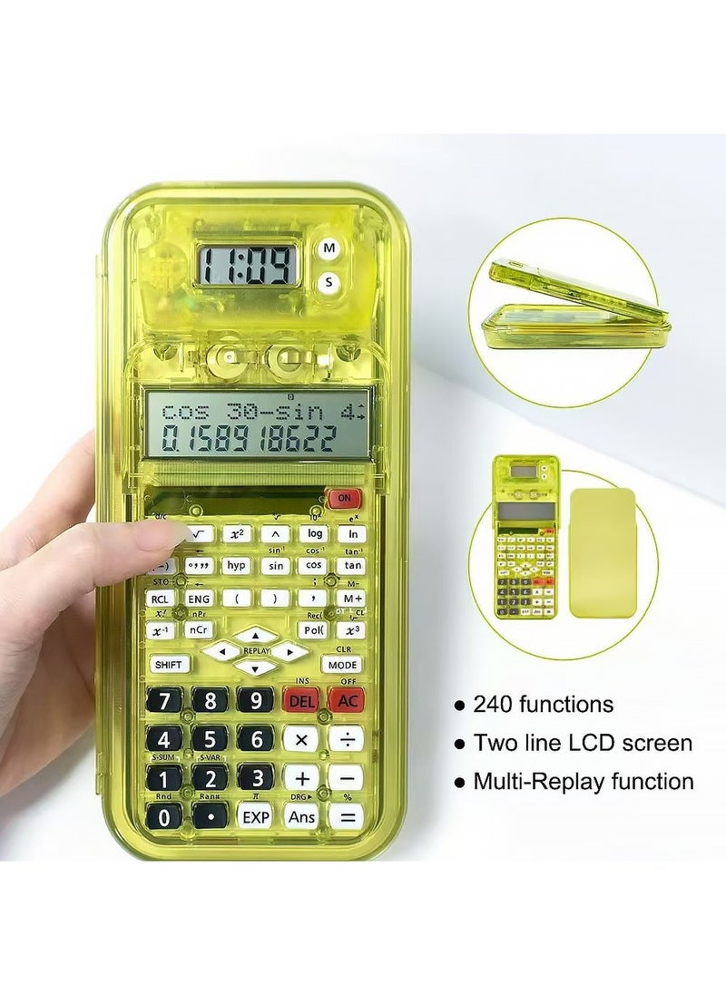 Generic Scientific Calculator Student Special Pencil case Calculator Stationery Set Yellow  - Image 1
