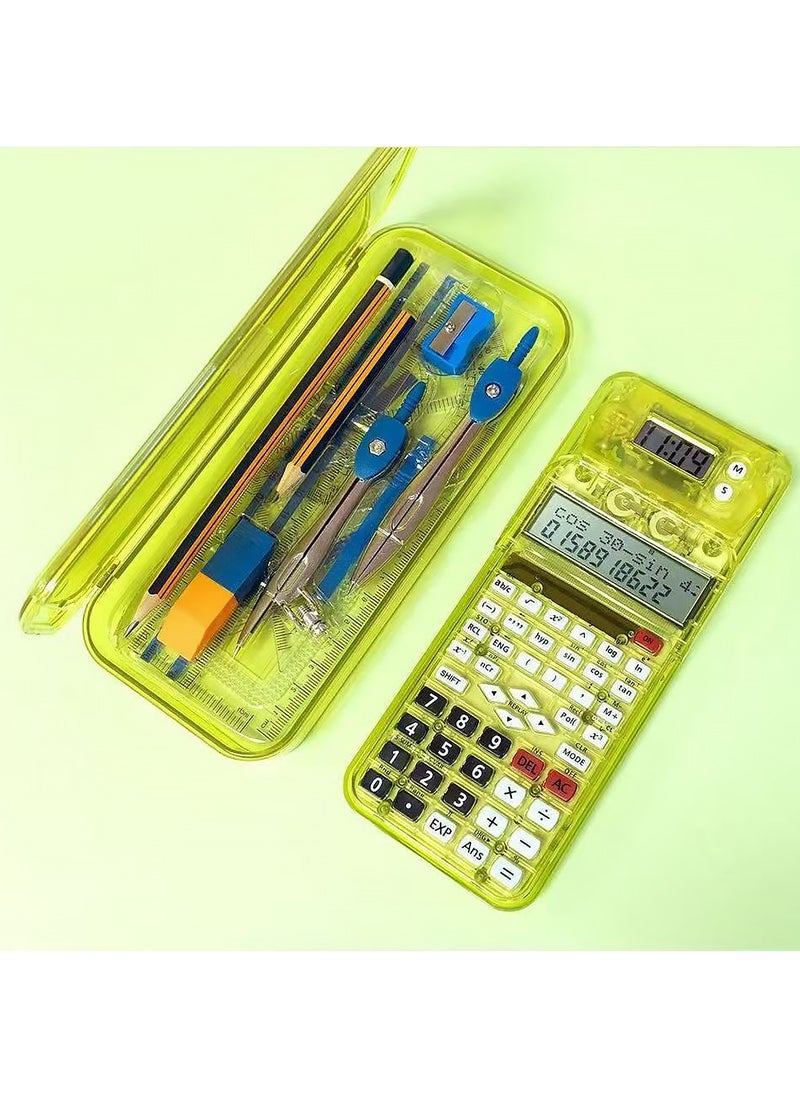 Generic Scientific Calculator Student Special Pencil case Calculator Stationery Set Yellow  - Image 3