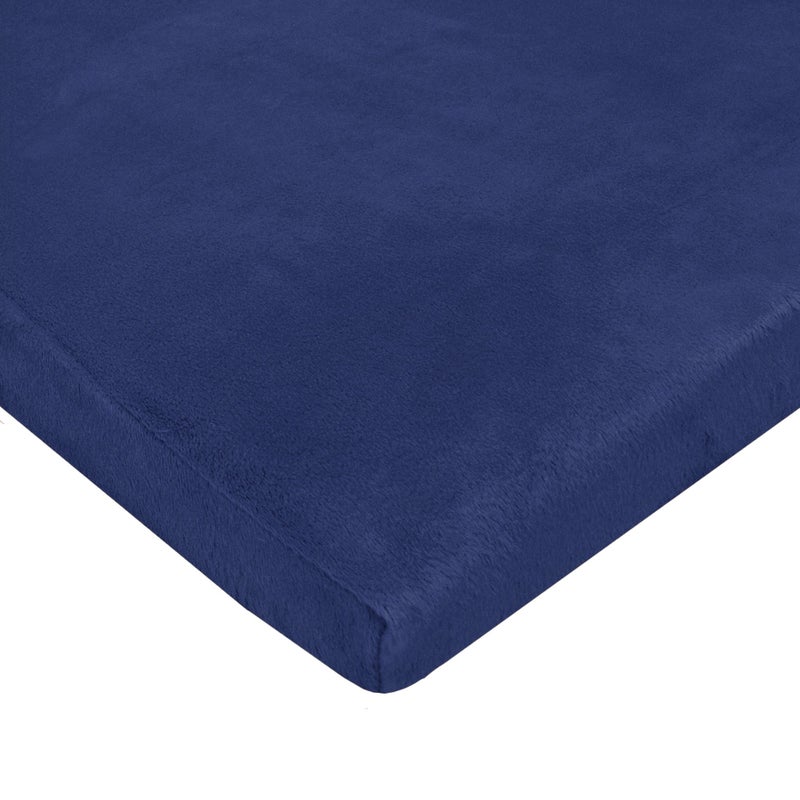 TL Care Heavenly Soft Chenille Fitted Pack N Play Playard Sheet 27" x 39", Warm and Cozy Chenille Pack and Play Sheet, Navy, for Boys and Girls, Fits Most Mini Crib Mattresses - Image 1