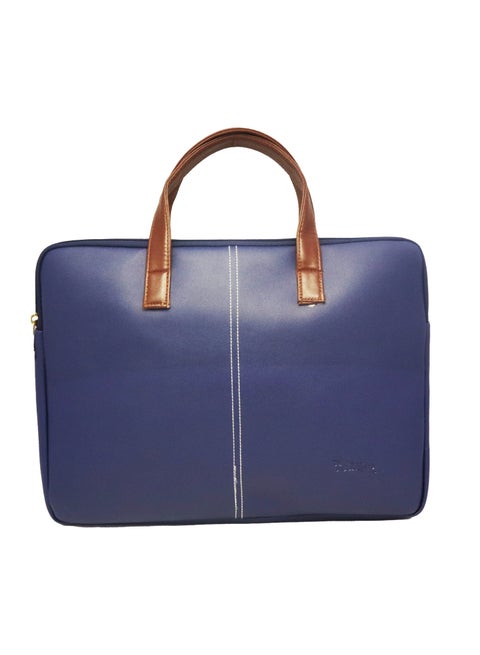 Vegan Leather Laptop Bag for Men Blue, 15.6 Inch Business Messenger Bag, Lightweight Blue Briefcase for Office, Travel