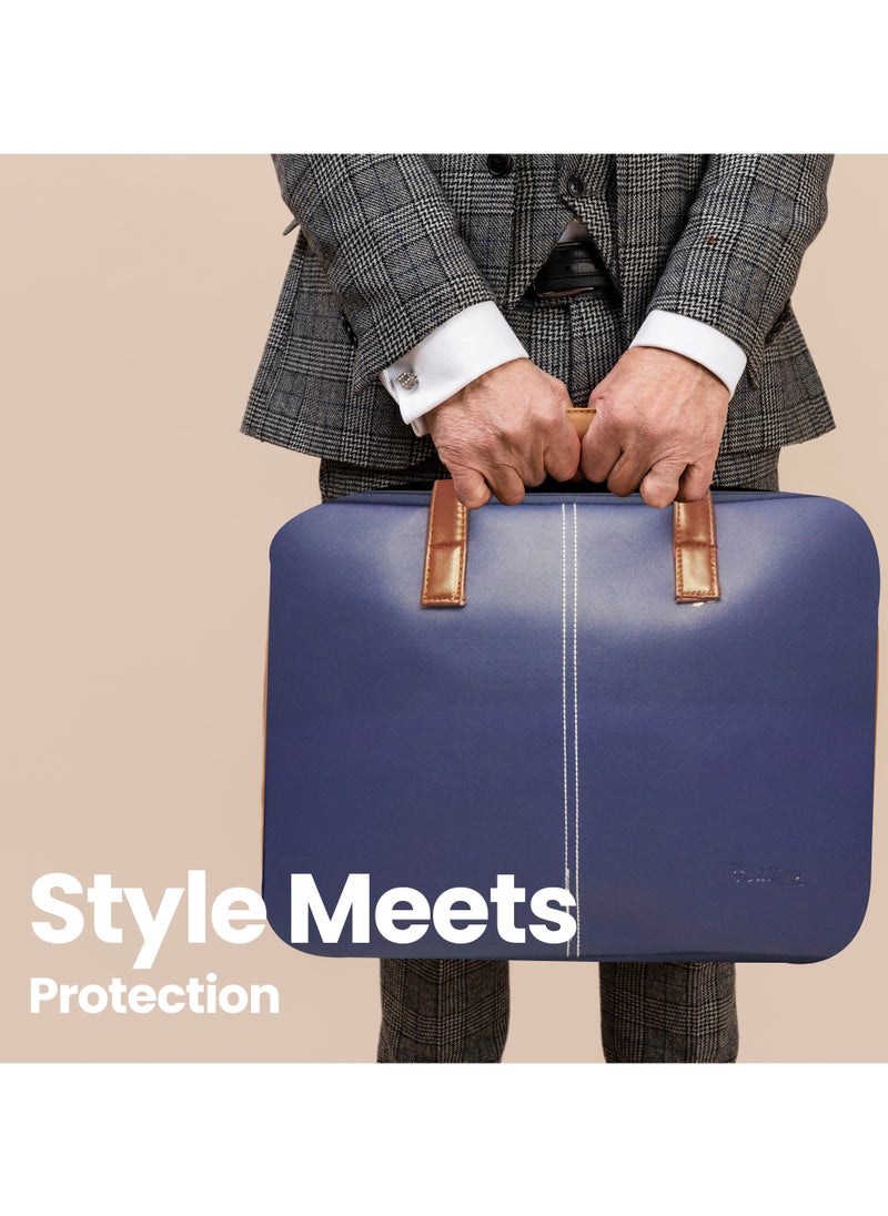 Tediline Vegan Leather Laptop Bag for Men Blue, 15.6 Inch Business Messenger Bag, Lightweight Blue Briefcase for Office, Travel  - Image 2