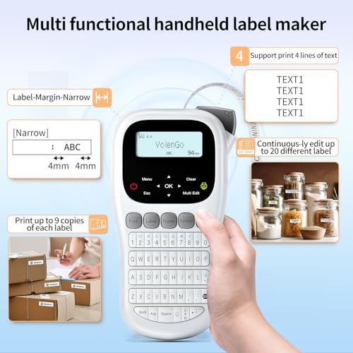 VolenGo Label Maker Machine with Tape, Label Maker Waterproof Labels 12mm Laminated, Handheld Backlit Labeler Machine, H1100 Portable Labeling Machine for Office Home Use - Image 5