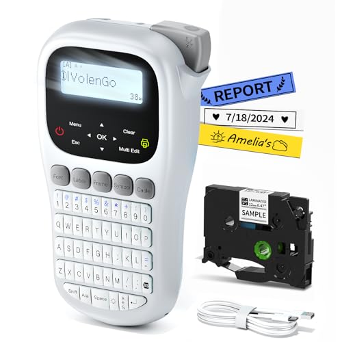 VolenGo Label Maker Machine with Tape, Label Maker Waterproof Labels 12mm Laminated, Handheld Backlit Labeler Machine, H1100 Portable Labeling Machine for Office Home Use - Image 1