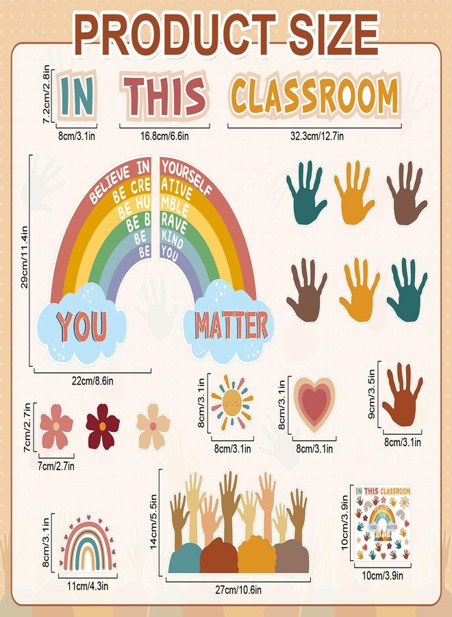 Yewfold Boho Rainbow Classroom Bulletin Board Decorations, 30Pcs You Matter Inspirational Positive Affirmations Wall Decor, Boho Rainbow Cutouts Classroom Decor for Teacher School Supplies - Image 3