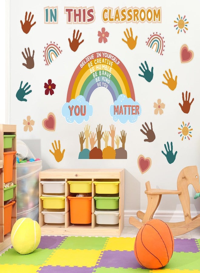 Yewfold Boho Rainbow Classroom Bulletin Board Decorations, 30Pcs You Matter Inspirational Positive Affirmations Wall Decor, Boho Rainbow Cutouts Classroom Decor for Teacher School Supplies - Image 2