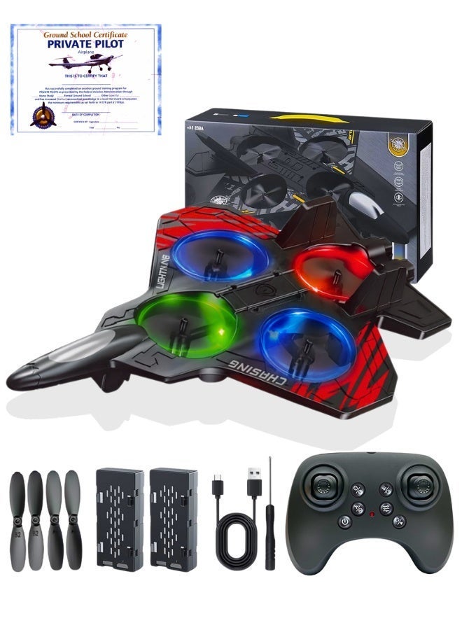 Chase Up RC Plane Toy 2.4GHz Remote Controlled RC Aeroplan L0712 Quadcopter Floating Fighter Plane Model Aeroplan RTF for Beginners, Children and Adults, A Plane Toy with Coloured Lights USB Charging - Image 1