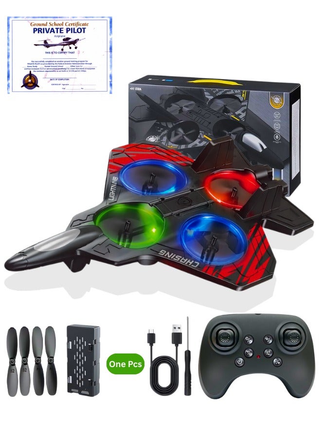 Chase Up RC Plane Toy 2.4GHz Remote Controlled RC Aeroplan L0712 Quadcopter Floating Fighter Plane Model Aeroplan RTF for Beginners, Children and Adults, A Plane Toy with Coloured Lights USB Charging - Image 1