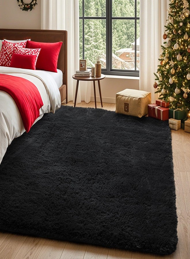 Ophanie Black Area Rug 5x7 Rugs for Living Room, Fluffy Furry Shaggy Fuzzy Area Rug, Carpets for Bedroom Shag Plush Soft Large, Kids Home Decor Aesthetic - Image 3