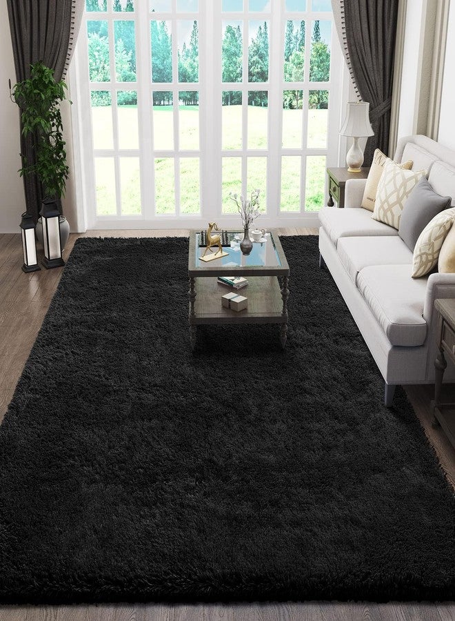 Ophanie Black Area Rug 5x7 Rugs for Living Room, Fluffy Furry Shaggy Fuzzy Area Rug, Carpets for Bedroom Shag Plush Soft Large, Kids Home Decor Aesthetic - Image 1