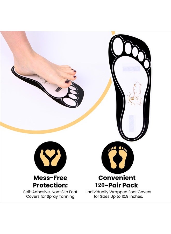 HeeStar 120 Pairs(240 Feets) Disposable Black Tanning Feet Pads Sunless Airbrush Spray Tent Protect Foot Shaped Spray Tan Sandals - Image 3