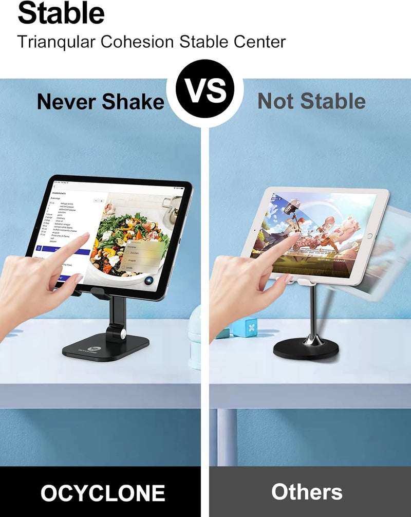 Ocyclone Phone Stand, Adjustable Height and Angle Foldable Cell Phone Stand Holder for Desk, Taller iPhone Stand Compatible with 4.7"-13" Smartphones iPad Tablet, Black - Image 5