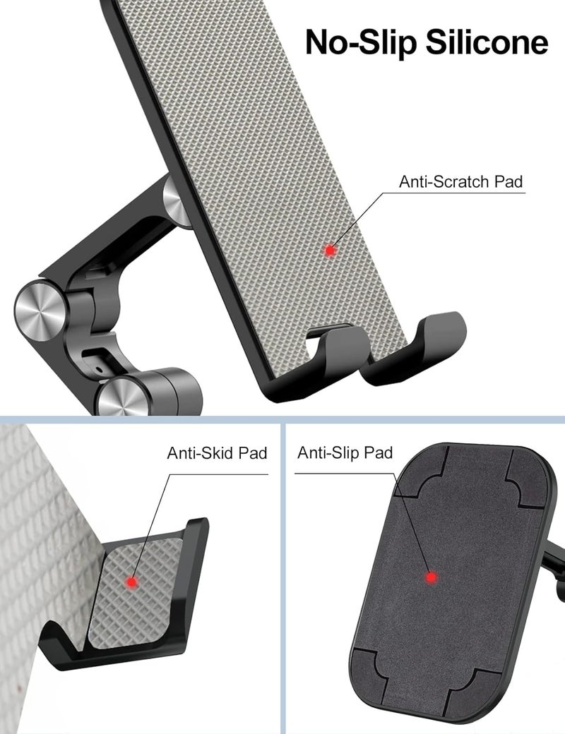 Ocyclone Phone Stand, Adjustable Height and Angle Foldable Cell Phone Stand Holder for Desk, Taller iPhone Stand Compatible with 4.7"-13" Smartphones iPad Tablet, Black - Image 3