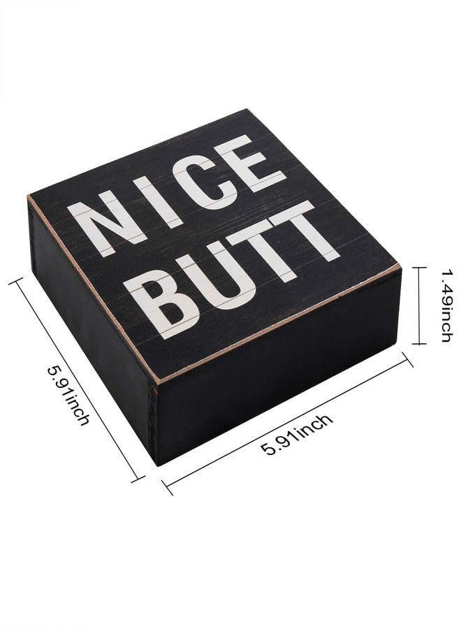 Yankario Funny Bathroom Signs Decor, Farmhouse Wooden Box Sign Wall Decor Art, 6" Square Nice Butt - Image 3