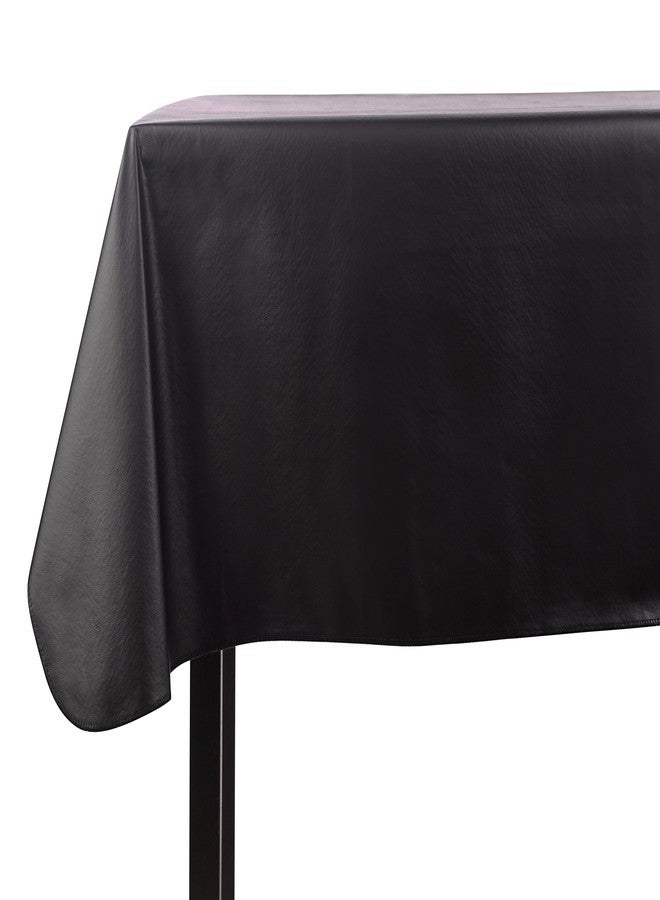 YOURTABLECLOTH مفرش طاولة مستطيل أو مربع من الفينيل المتين من Yourtablecloth - مفرش طاولة متين بسماكة 6 - ظهر من الفلانيل - مفرش طاولة سهل التنظيف بألوان زاهية ومقاسات متعددة 52 × 70 أسود - Image 1