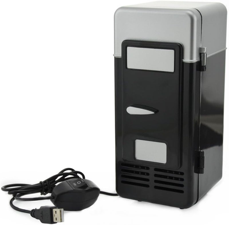 ThreeH New Mini Red USB Fridge Cooler Beverage Drink Cans Cooler/Warmer Refrigerator for Laptop PC Computer Black H-UF05Black - Image 1