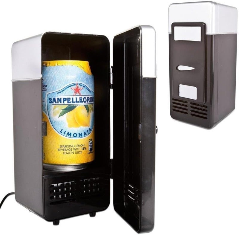 ThreeH New Mini Red USB Fridge Cooler Beverage Drink Cans Cooler/Warmer Refrigerator for Laptop PC Computer Black H-UF05Black - Image 2