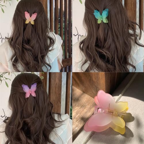 Samyak Trendy 6 Pcs Double Shaded Butterfly Hair Claw Clips Jaw Clamp Clutchers For Women & Girls Hair Accessory Set, (Multi) - Image 3
