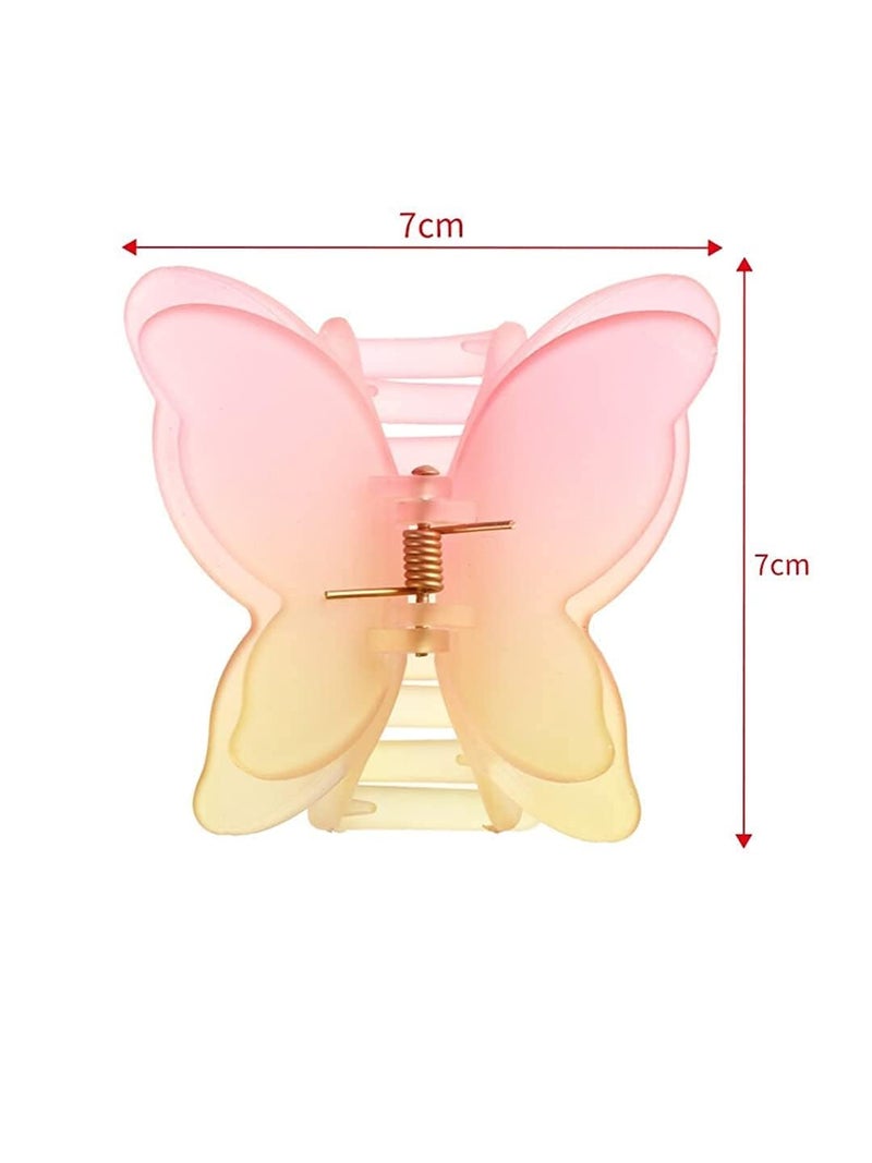 Samyak Trendy 6 Pcs Double Shaded Butterfly Hair Claw Clips Jaw Clamp Clutchers For Women & Girls Hair Accessory Set, (Multi) - Image 4